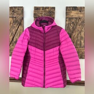 Land's End Magenta Pink Short Puffer Jacket Size Large 14/16